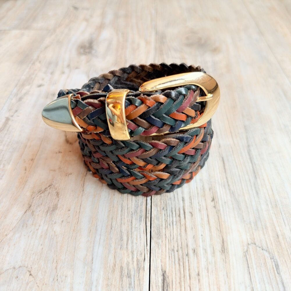 Vintage Capezio Multicolor Braided Leather Belt Made in Argentina Y2K Boho 32